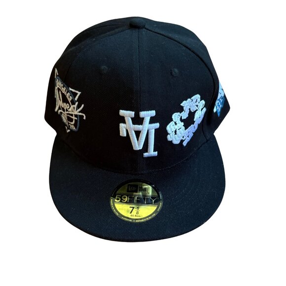 RARE New Era Dodgers Black Upside Down 59FIFTY Fitted Cap Graphic LA Hat - Picture 1 of 5